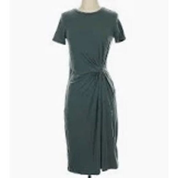 NWT GAP knit moss green wrap dress XS knot sleeve - Picture 1 of 12